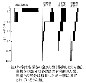 図3　天然腐植入り肥料の土壌中でのりん酸の移動